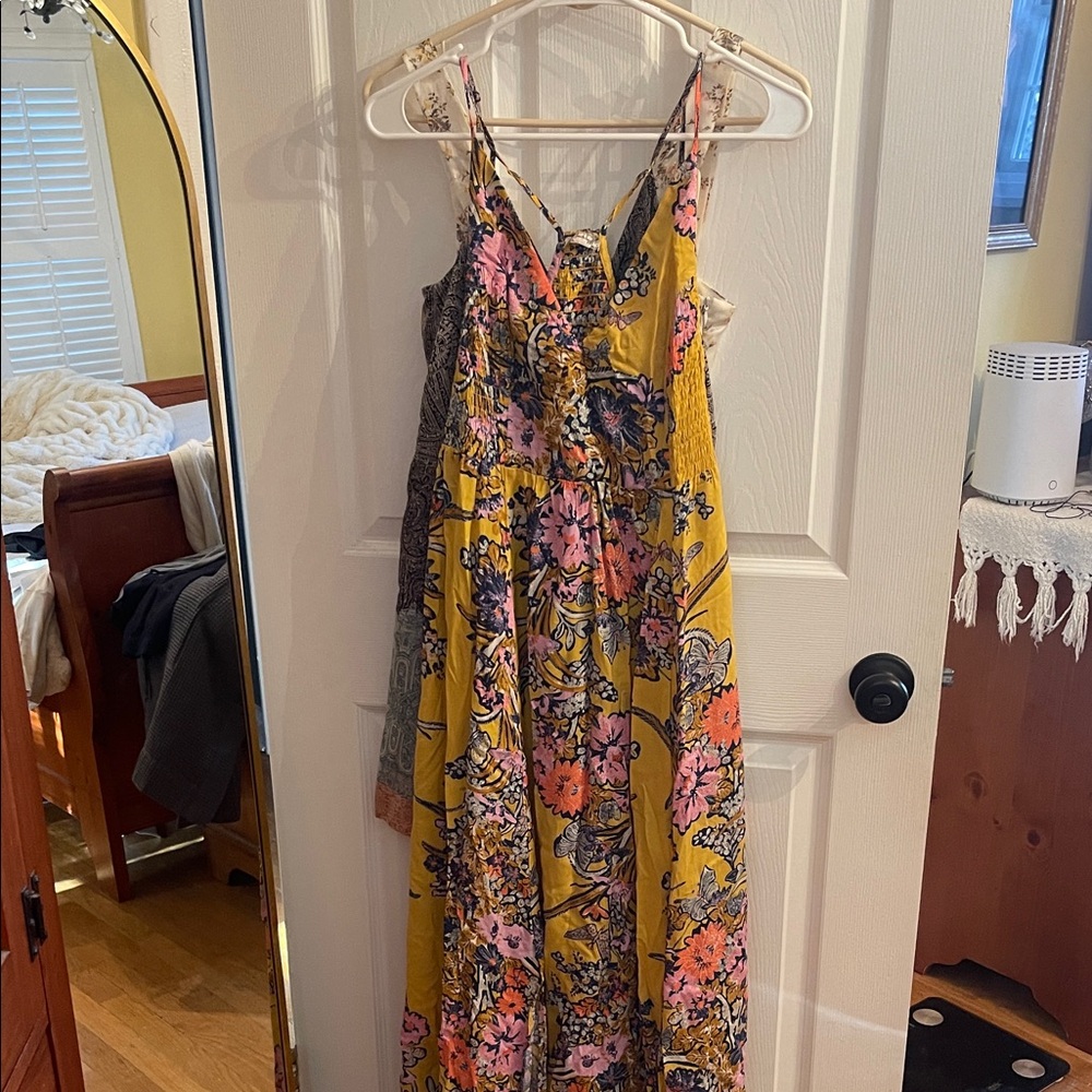 Free People Yellow Floral Maxi Dress